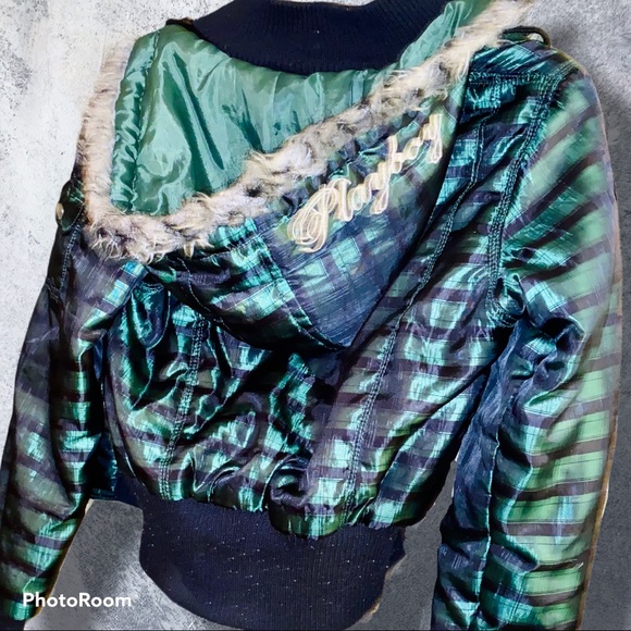 ❗️RARE❗️PLAYBOY💚BUNNY PUFFER JACKET COAT - Picture 3 of 16